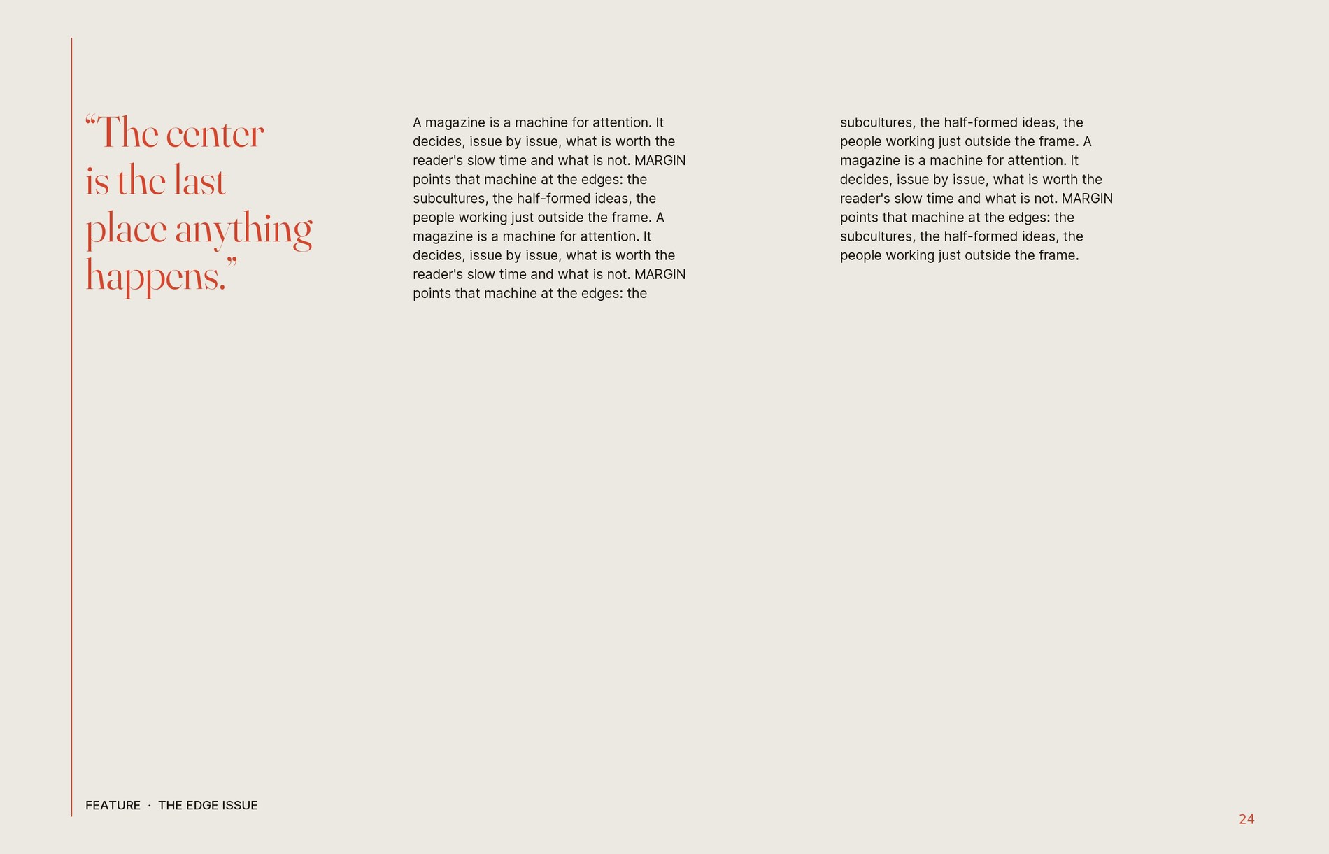 Feature text spread